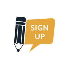 Sign Up Button Icon with Pencil for Registration, Subscription, or Newsletter Enrollment