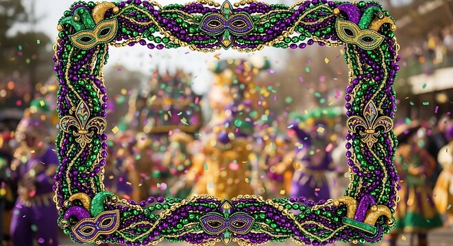 Mardi Gras Parade Celebration in New Orleans.