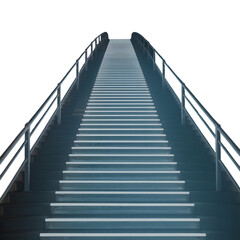 Illuminated staircase ascending into the unknown representing progress, ambition, and overcoming challenges with glowing steps against a dark backdrop.