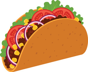 Spicy Beef Taco with Fresh Tomato, Lettuce, Onion, Corn, and Flavorful Filling for Authentic Mexican Cuisine