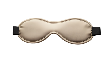 Soft beige fabric eye mask for sleep isolated on transparent background