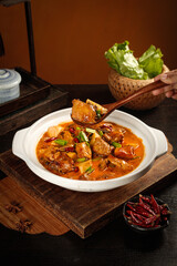 Traditional Braised Goose Casserole with Marinated Meat in Rich Sauce
