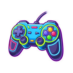 Vibrant Gaming Controller Illustration: Neon Design