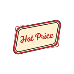Vintage style hot price tag or label for sales and promotions, special offer banner with retro design