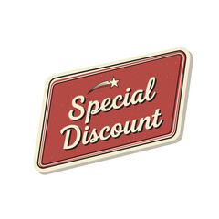 Special Discount retro vintage sign with star graphic, promotional offer label, sale sticker, marketing element