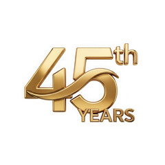 Golden forty fifth anniversary years logo isolated on transparent background
