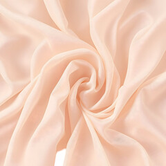 Obraz premium Luxurious light peach fabric with soft, elegant folds and gentle drapes, creating a smooth and delicate textile background for design and fashion projects