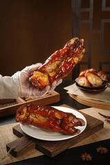 Braised Pork Feet with Soy Sauce Glaze - Traditional Chinese Delicacy Food Photography