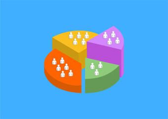 Audience segmentation, a flat color vector element, forms the basis of a marketing strategy. The segments are divided, and a full-sized decoration is Captions are provided by our contributors.