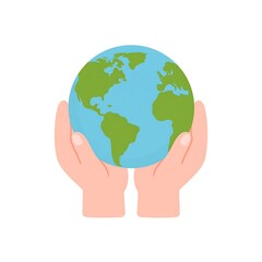 Hands holding a stylized globe