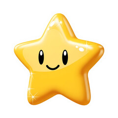 Shiny Yellow Cartoon Star:  Graphic, Illustration, Cute Character, Emoji, Design Element