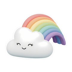Cute Rainbow Cloud Illustration: Pastel Colors, Happy Design