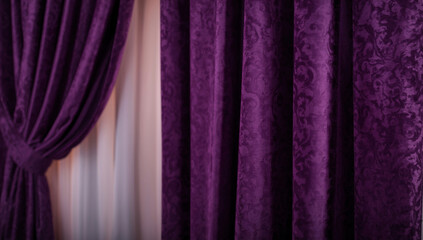 Luxurious Purple Curtains with Velvet Texture for Elegant Interior Design & Home Decor
