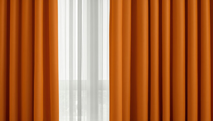 Orange and White Curtains: Modern Window Treatment for Elegant Interior Design in Cozy Living Spaces