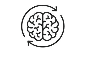 Mindset reset and mental health concept. Brain refresh and memory reload icon. Symbol for reskilling, learning and unlearning. Psychology, creative thinking and knowledge update.