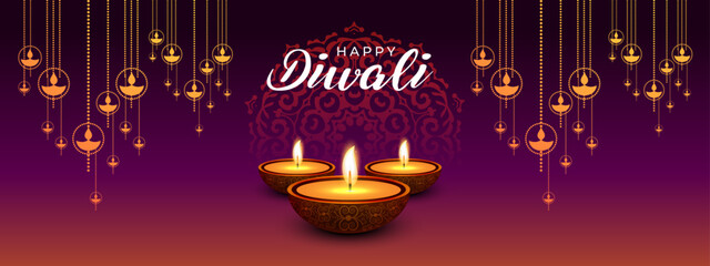 Happy Diwali 2025 Festival Wishes | Lights, Diyas & Celebration Banner