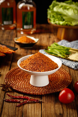Sichuan Chili Powder Base for Chinese Barbecue Dipping Sauce with Fresh Vegetables