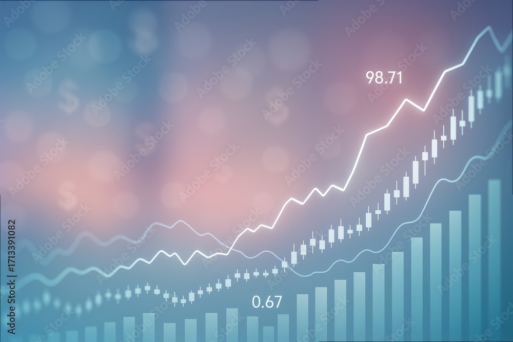 Aufkleber modern financial growth chart with colorful background and data visualization concepts