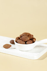 Dried Dates Fruit in White Bowl Natural Healthy Snack Organic Food Ingredient