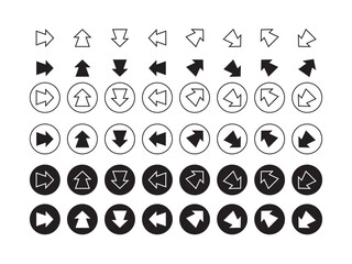 Directional arrow icons designed for signage and wayfinding systems.