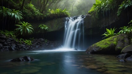 Banzai Falls (United States/Hawaii) - World Waterfalls showcases the tropical beauty of Oahu, where cascading waters meet lush cliffs and the vibrant spirit of Hawaii’s coastal landscapes