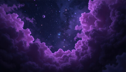 Blue sky with purple clouds