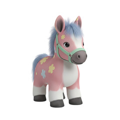 Charming Pastel Pony: 3D Render of a Cute Horse with Floral Design