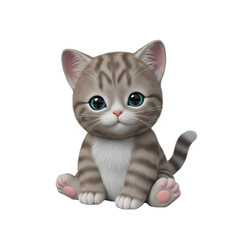 Cute Kitten: Gray Tabby Cat, Digital Pet, Feline Illustration, Pet Graphic, Animal Artwork, Realistic Kitten, Baby Cat