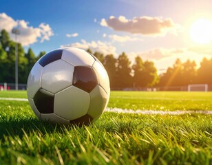 a ball in the middle of a soccer field