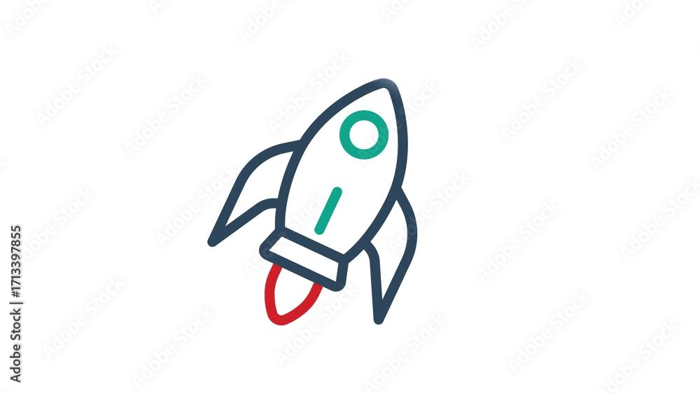 Aufkleber rocket icon animation. animated icon related to speed. line animated icon style. transparent backgro