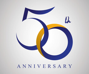 50 years anniversary Logo Design with blue and old yellow color