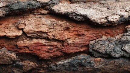 Close-up of Red Brown Wooden Grunge Background. Texture of Old Rotten Tree Trunk Without Bark.