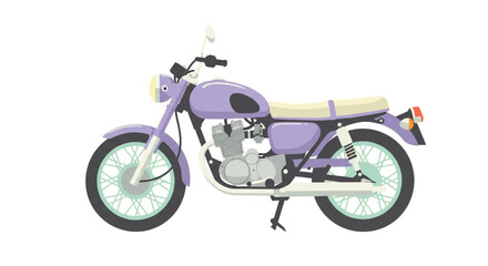 Fototapeta premium Classic Retro Motorbike Flat Illustration White Background
