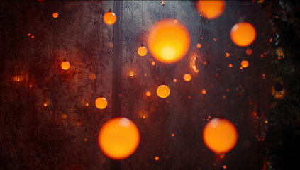 Abstract Orange Glow: Mystical Bokeh Orbs in Digital Soft Texture for Creative Artistic Design Backgrounds