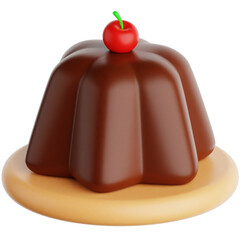 Delicious 3D Chocolate Pudding with Sweet Cherry Topping Dessert
