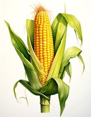 Detailed illustration of an ear of corn