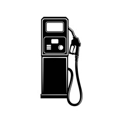 Stylized outline illustration of a classic gas pump with neon pink and white accents station fuel isolated on a white transparent background png file download.
