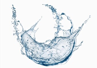 白背景に抽象的な青い波と水しぶき