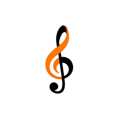 Fototapeta premium A vibrant graphic design showcasing a treble clef symbol in orange and black, perfect for music-related themes and projects.