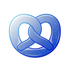 Stylized blue pretzel with white speckles and gradient shading food snack image isolated on a white transparent background png file download.
