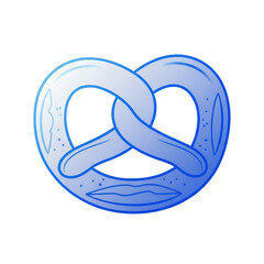 Blue gradient pretzel illustration with dots and outline on black food snack isolated on a white transparent background png file download.
