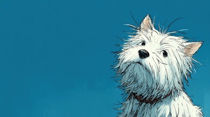 Anime Style Little White Dog: Cute and Playful Canine Character