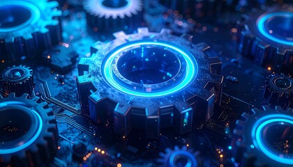 Abstract gear and circuit close-up