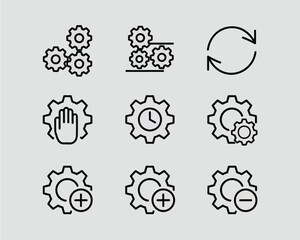 Mechanical gears and symbols on white background cogwheels icons