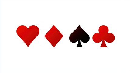 A set of playing cards with symbols including heart, diamond, spade, and club, representing gambling, casino, and entertainment.