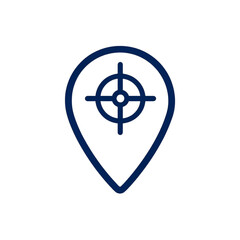 Fototapeta premium An icon representing a location marker with a target symbol, ideal for maps and navigation applications.