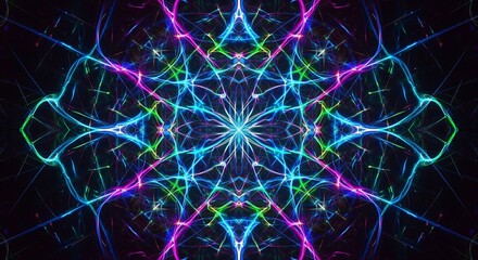  Fractal Neon Mandala Digital Background