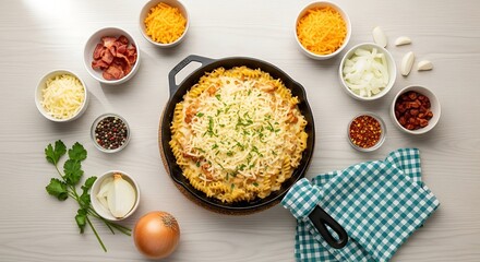 Cheesy Baked Pasta Dish Ingredients.