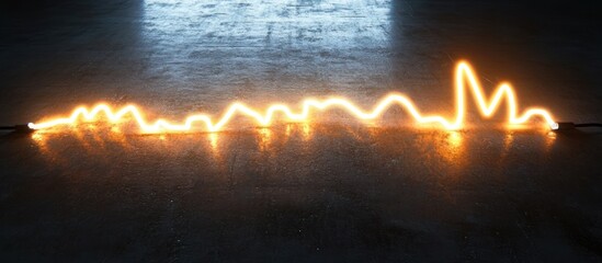 Glowing neon line on dark floor.