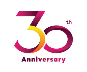 30 years anniversary logo modern design in purple and yellow color